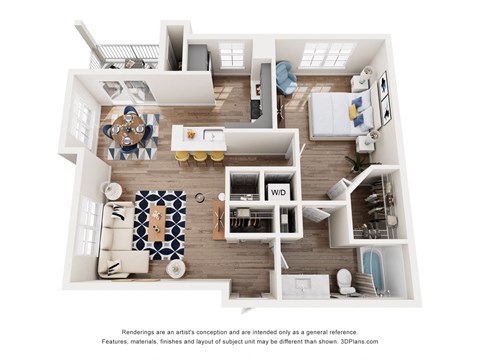 a 1 bedroom floorplan is shown in this illustration